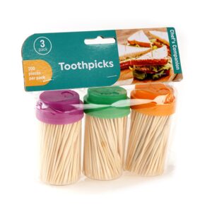 Toothpick With Plastic Dispenser 3 Pack x 200pcs
