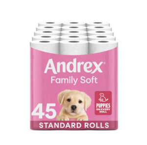 【2025 Special Deals + Free Shipping】Andrex 45 Toilet Roll Pack Gentle Clean Toilet Rolls(Dermatologically Tested)-toilet paper