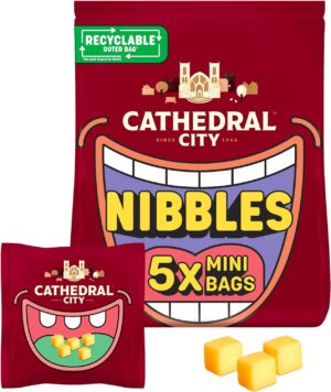 【Buy 10 Get 5 Free】Cathedral City Nibbles Kids Snack Mild Lighter Cheese 5 x 16 g