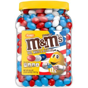 M&M's Peanut Red, White and Blue Milk Chocolate Bulk Candy Jar - 62oz