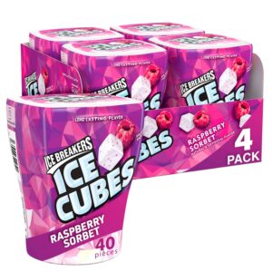 Ice Breakers Gum, Sugar Free Ice Cubes, Raspberry Sorbet - 4 Pack, 40 Ct Each, BB 10/23