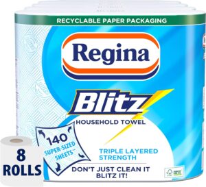 Regina Blitz Household Towel, 560 Super-Sized Sheets, Triple Layered Strength, 8 Count (Pack of 1)