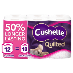 【2025 Special Deals + Free Shipping】Cushelle Quilted 50% Longer Lasting Toilet Tissue 12 Rolls